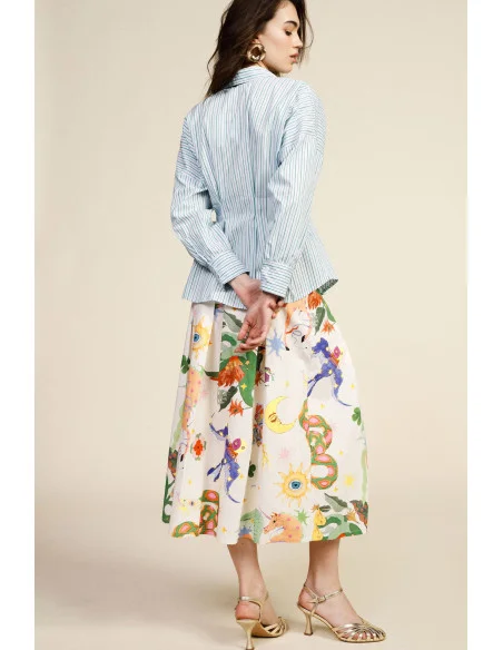 Pleated Skirt with Vibrant Pattern Dixie