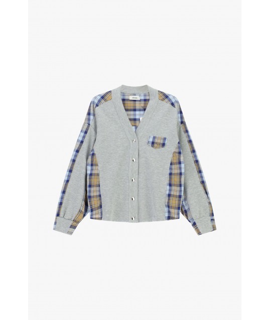 Dixie Sweatshirt à capuche avec empiècements à carreaux et boutons