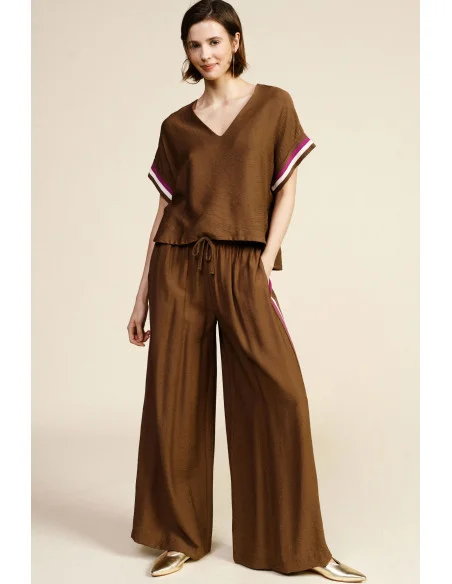 Pantaloni Palazzo Con Bande Laterali Dixie