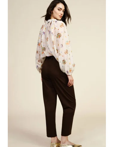 High-Waisted Cropped Trousers with Front Pleat Dixie
