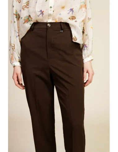 High-Waisted Cropped Trousers with Front Pleat Dixie