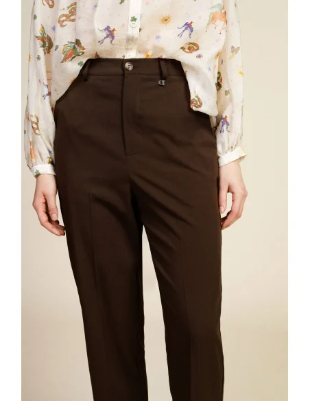 High-Waisted Cropped Trousers with Front Pleat Dixie