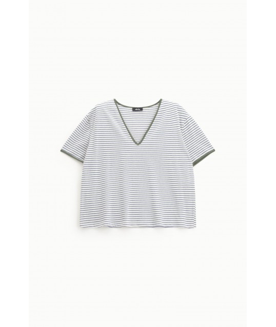 T-Shirt A Righe Con Scollo A V Dixie