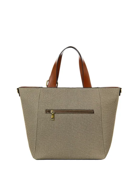 Maxi Canvas Shopper With Imitation Leather Trim And Removable Adjustable Strap Rinascimento