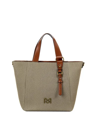 Maxi Canvas Shopper With Imitation Leather Trim and Removable Adjustable Strap Rinascimento