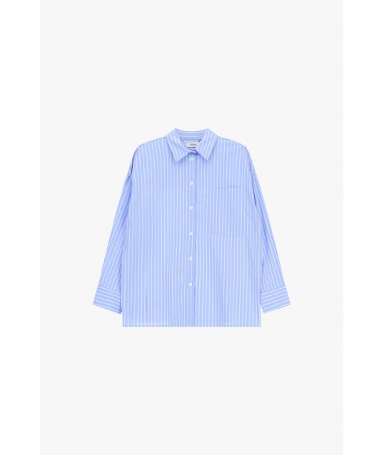 Camicia Rigata Con Taschino E Frase Stampata Dixie
