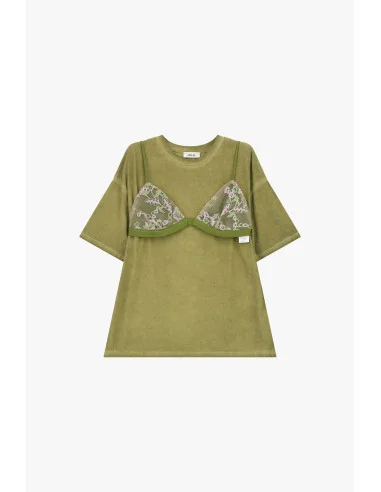 T-Shirt Maniche Corte Con Dettagli Ricamati Dixie