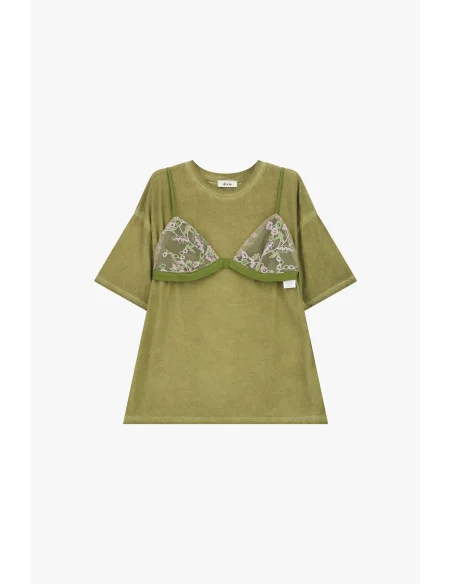 T-Shirt Maniche Corte Con Dettagli Ricamati Dixie