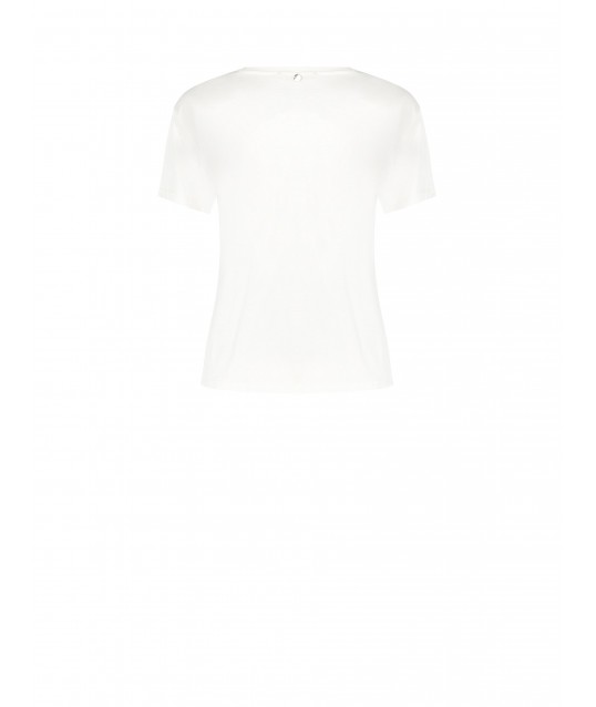 T-Shirt régulier en coton avec strass à l'encolure ras du cou Rinascimento