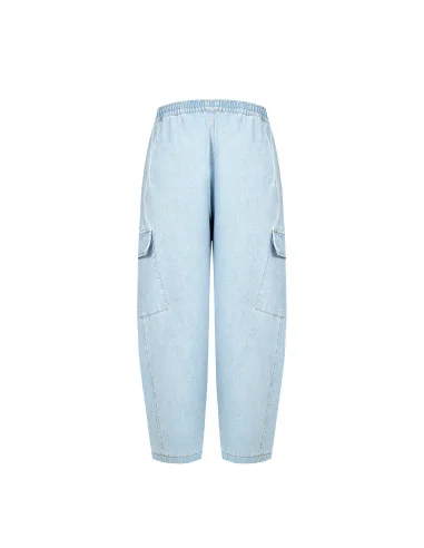 Rinascimento Light Wash Balloon Cargo Jeans