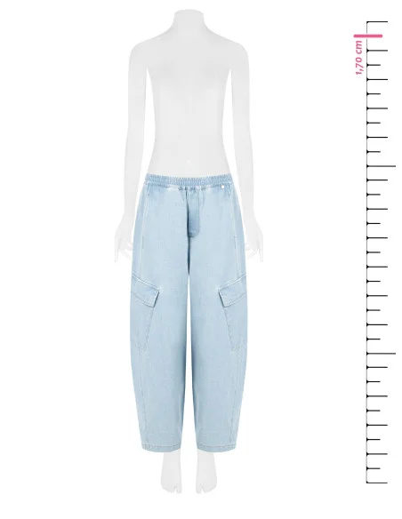 Rinascimento Light Wash Balloon Cargo Jeans