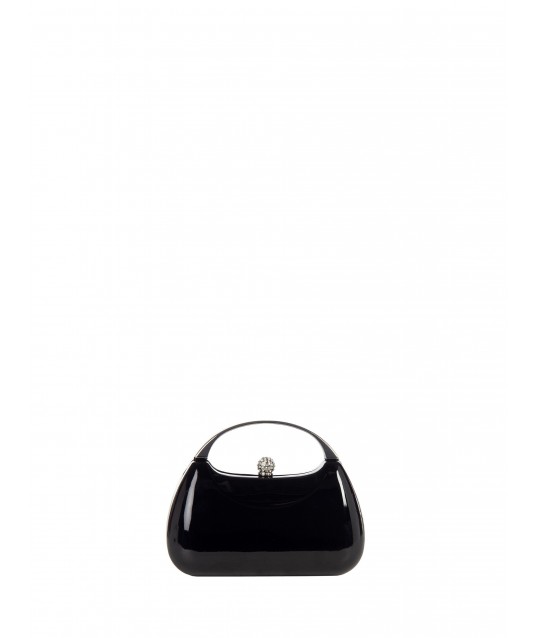 Mini sac rigide en cuir verni avec poignée en métal et chaîne interne Rinascimento