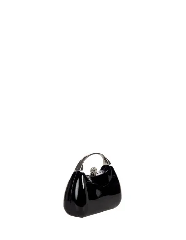 Pochette Mini Rigida In Vernice Lucida E Manico In Metallo Con Tracolla Catena Interna Rinascimento