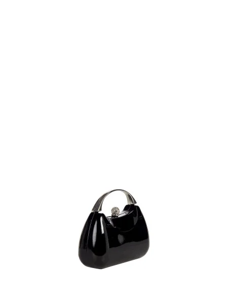 Pochette Mini Rigida In Vernice Lucida E Manico In Metallo Con Tracolla Catena Interna Rinascimento