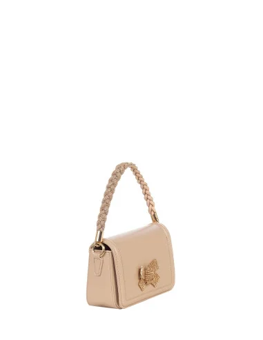 Borsa A Mano In Similpelle Con Manico E Fiocco In Strass E Tracolla Removibile Rinascimento