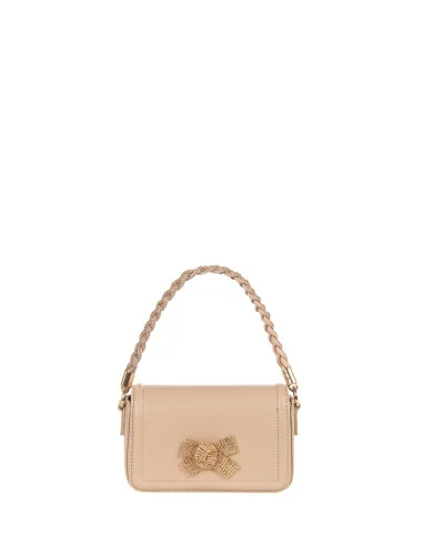 Borsa A Mano In Similpelle Con Manico E Fiocco In Strass E Tracolla Removibile Rinascimento