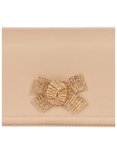 Borsa A Mano In Similpelle Con Manico E Fiocco In Strass E Tracolla Removibile Rinascimento