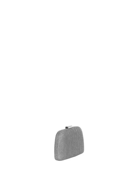 Mini Rigid Laminated Glitter Effect Clutch Bag With Internal Chain Strap Rinascimento