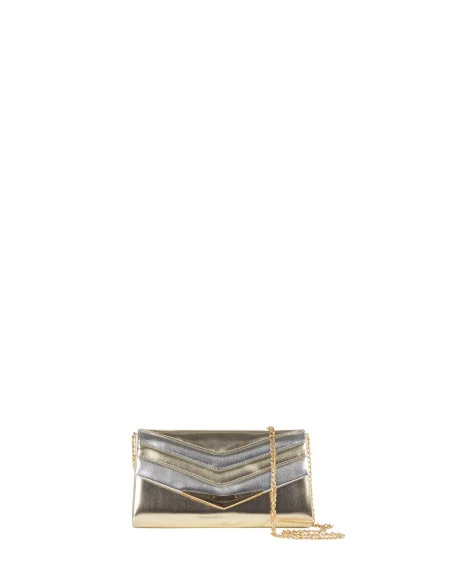 Pochette Rigida In Similpelle Metallizzata Con Tracolla Catena Removibile Rinascimento