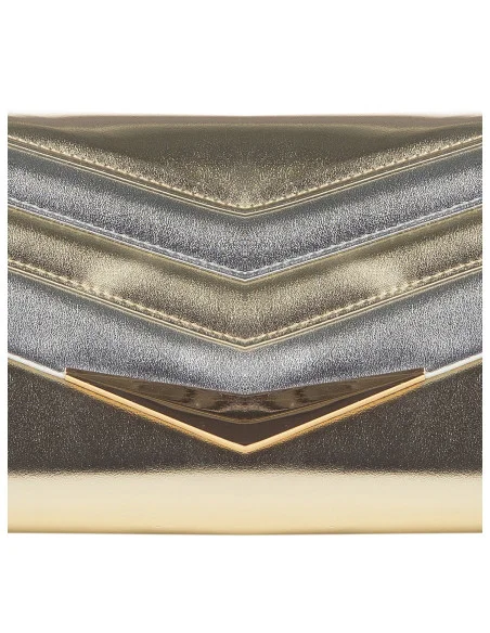 Pochette Rigida In Similpelle Metallizzata Con Tracolla Catena Removibile Rinascimento