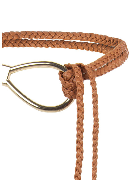Ceinture tressée en simili-cuir avec boucle tombante et longues franges Rinascimento
