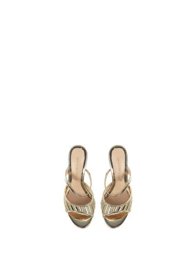 Open Sandals With Rhinestone Stripes Rinascimento
