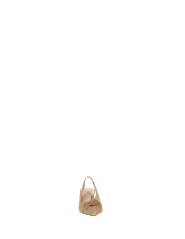 Décolleté Slingback Lamé Effetto Glitter Con Tacco Kitten E Fiocco In Strass Rinascimento