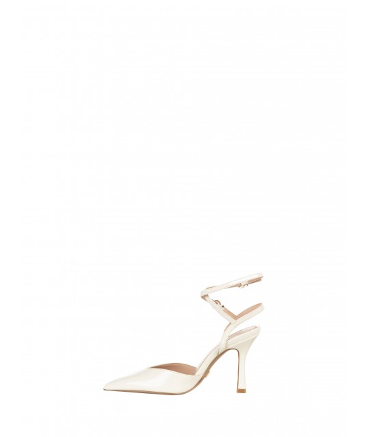 Décolleté en cuir verni avec double bride de cheville Rinascimento