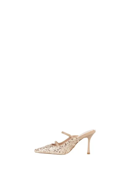 Open Sequined Pumps With Double Strap Rinascimento