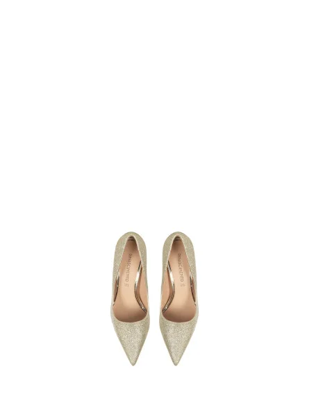 Glitter Décolleté With Metallic Leatherette Heel Rinascimento