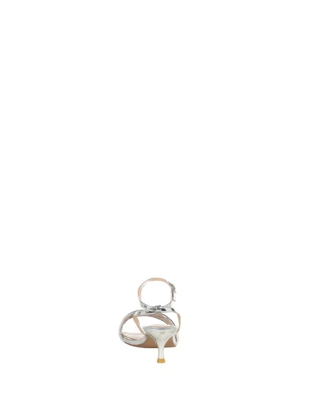 Sandalo A Righe E Fibbia In Strass Con Tacco Kitten Rinascimento