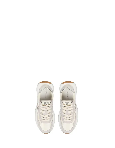 Two-tone Leather and Suede Sneaker with Rr Logo Rinascimento