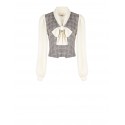 Blusa A Gilet In Principe Di Galles Con Maniche E Collo In Georgette Rinascimento