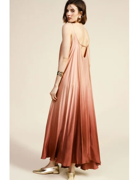 Robe longue avec bretelles et décolleté en V ombré Dixie