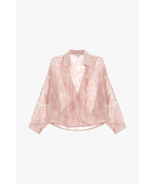 Camicia Jacquard Incrociata Con Maniche Ampie Dixie