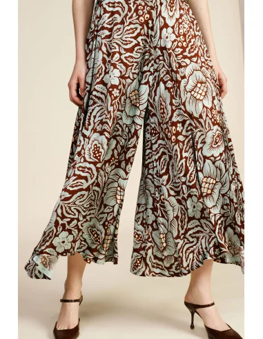 Pantaloni Palazzo Fantasia Floreale Ampi Dixie