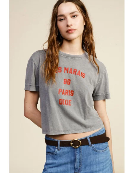 T-Shirt Cropped Stampa Frontale Vestibilità Regolare Dixie