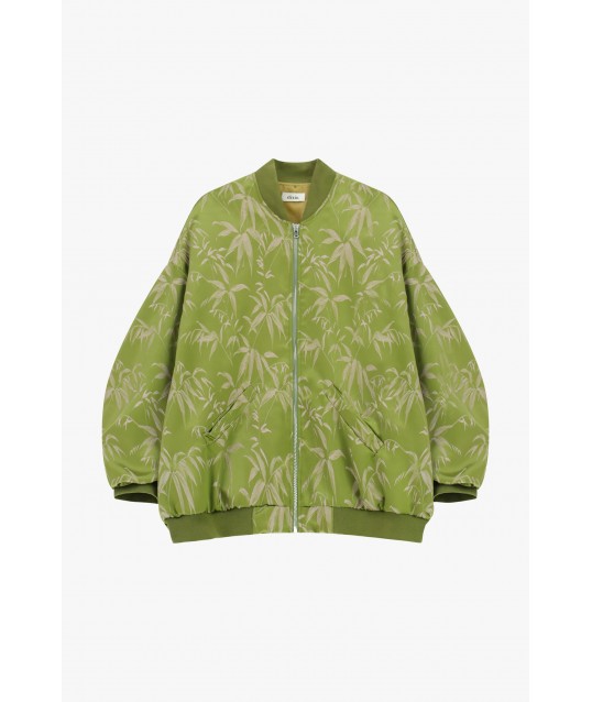 Blouson bombardier surdimensionné avec imprimé feuillage et fermeture éclair Dixie