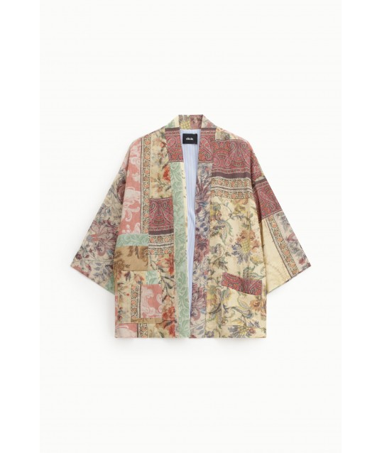 Printed Blazer With Wide Dixie Sleeves