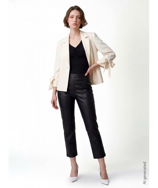 Slim Fit Viscose Blend T-Shirt with V-neck Rinascimento