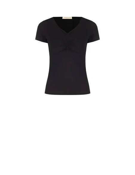 T-Shirt Slim Fit en mélange de viscose avec col en V Rinascimento