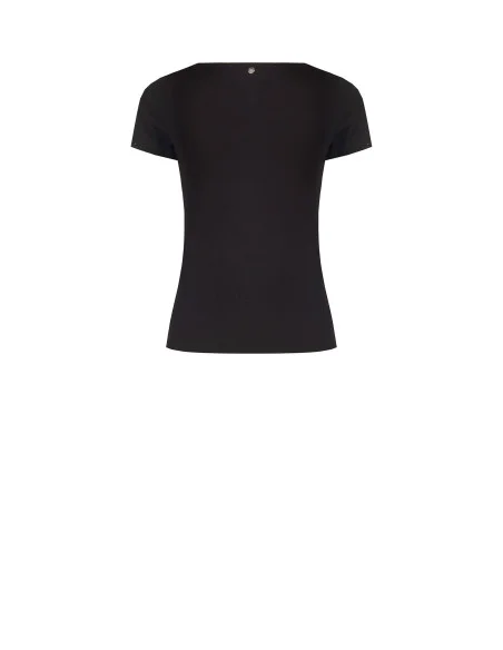T-Shirt Aderente In Misto Viscosa Con Scollo A V Arricciato Rinascimento