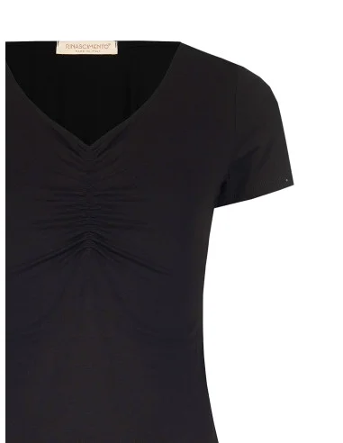 Slim Fit Viscose Blend T-Shirt with V-neck Rinascimento