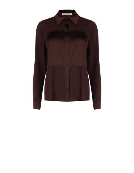 Camicia Fluida In Georgette Con Inserti In Raso Rinascimento