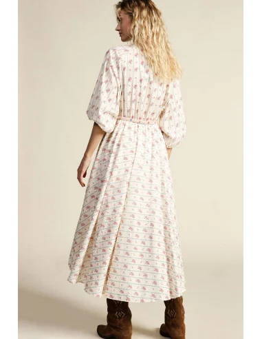 Abito Lungo Stampa Floreale Con Cintura Intrecciata Dixie