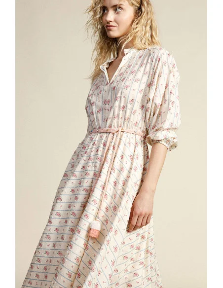Robe longue à imprimé floral avec ceinture tressée Dixie