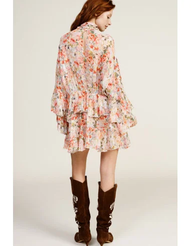 Short Dress With Flounces And Floral Print Dixie
