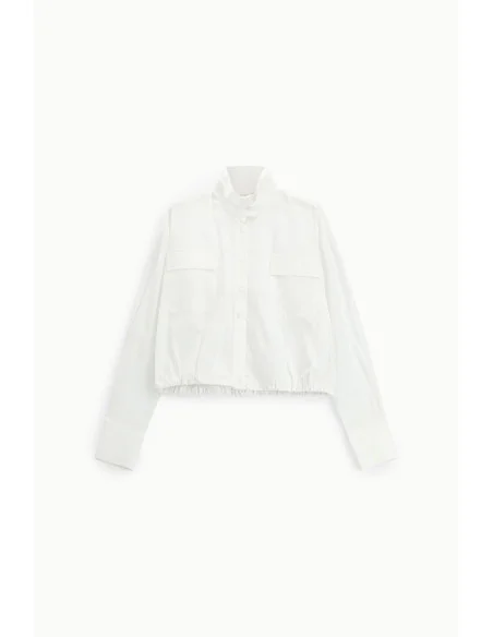 Cropped Shirt With Front Pockets And High Collar Dixie