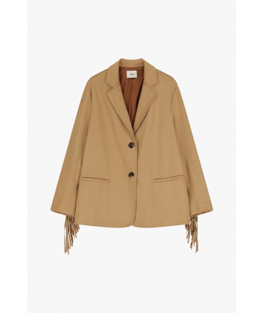 Dixie Suede Blazer With Fringes And Buttons