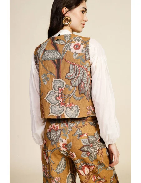 Printed Vest With Decorative Front Strap Dixie